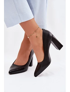 Lodičky na podpatku z eko kůže Sergio Leone PB216 Černé