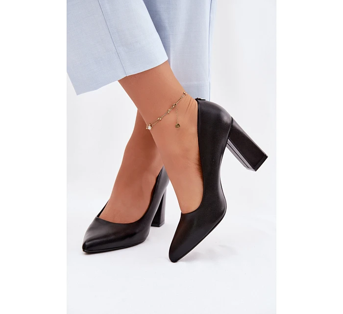 Lodičky na podpatku z eko kůže Sergio Leone PB216 Černé Lodičky na podpatku z eko kůže Sergio Leone PB216 Černé