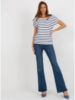 Dámská halenka RV TS model 18249846 bílá a tmavě modrá - FPrice Dámská halenka RV TS model 18249846 bílá a tmavě modrá - FPrice