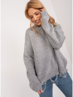 Šedý oversize svetr s manžetami