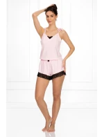 Dámské pyžamo Laura Světle růžová s černou - Momenti Per Me