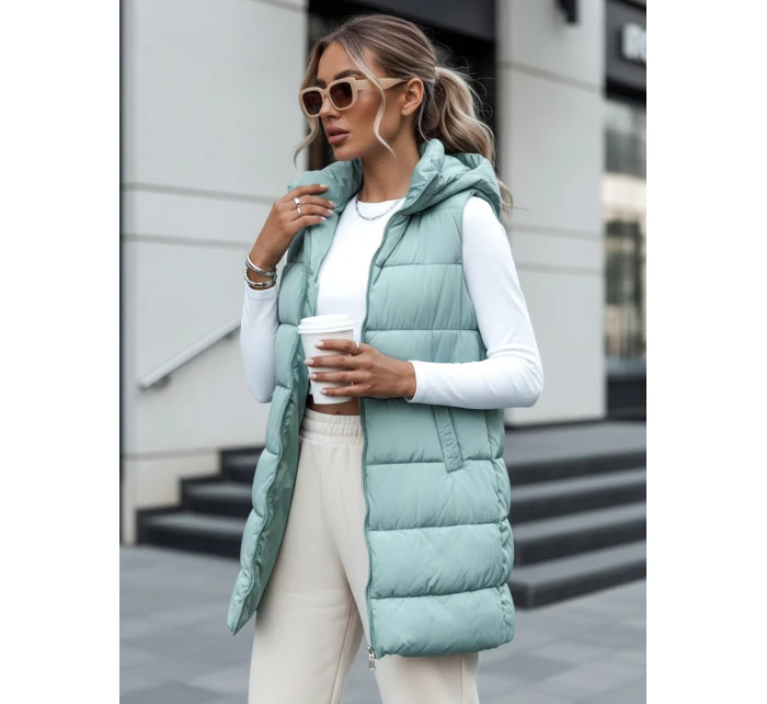 Dámská prošívaná vesta s kapucí mint Dstreet model 21979730 - FashionStreet