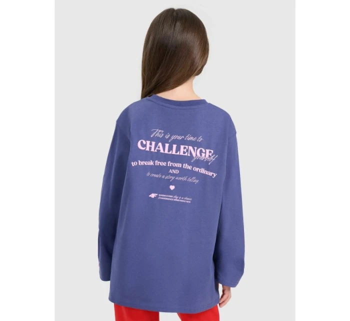 Dívčí tričko oversize s potiskem a dlouhým rukávem model 21877614 - 4F