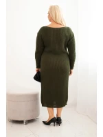 Dámská pletená šaty Plus Size s mohair khaki