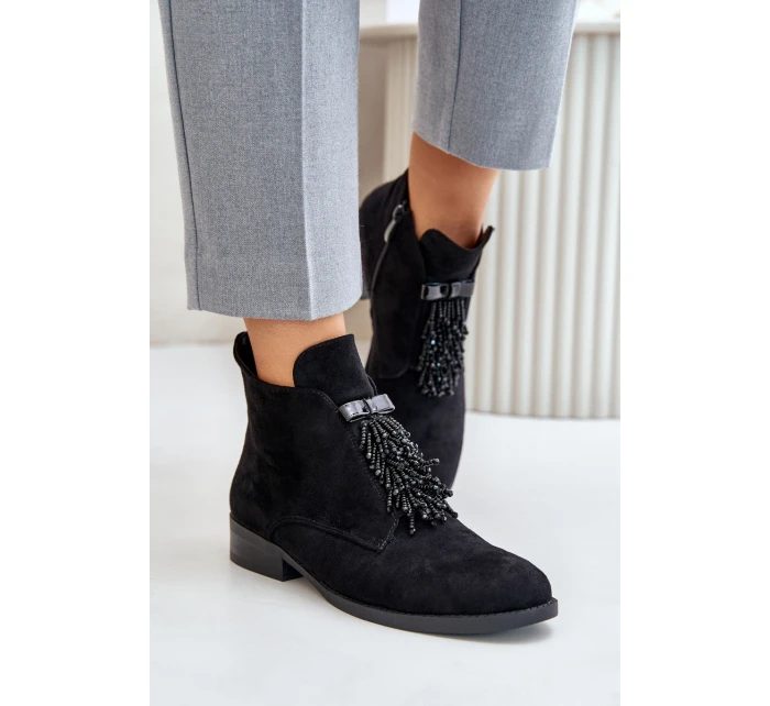 Zateplené Nízké Boty S Dekorací Na Zip Černé S.Barski HY42-715