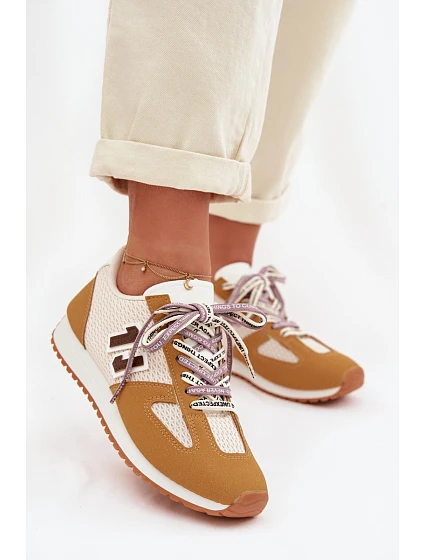 Dámské Tenisky s Ozdobným Šněrováním Žluté model 22039808 - Boto