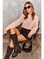 Dámské šněrovací kozačky s elastickým svrškem černá model 20038961 - Kesi