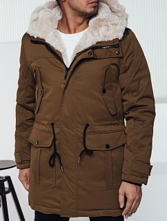 Pánská zimní bunda parka s kapucí béžová FashionStreet TX4965