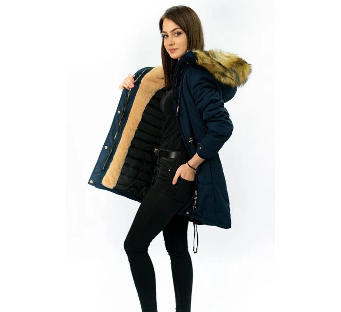 CIEPŁA DAMSKA PARKA ZIMOWA GRANATOWA model 21241751 - MHM