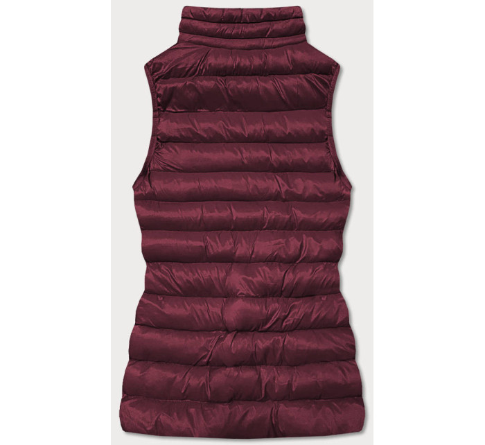 Krátká dámská prošívaná vesta v bordó barvě model 16279830 - J.STYLE