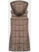Tmavě béžová dámská vesta s kapucí (B8089-12)
