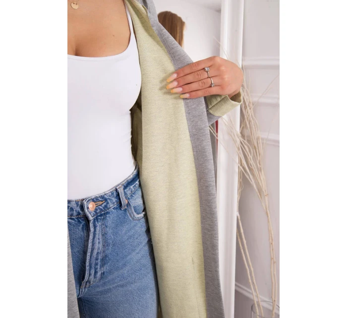 Dvoubarevná bunda s kapucí žlutá+šedá