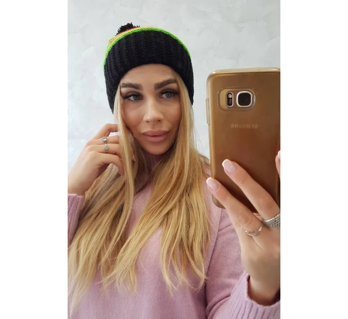 Dámská čepice Kinga K297 black+orange+green neon Dámská čepice Kinga K297 black+orange+green neon