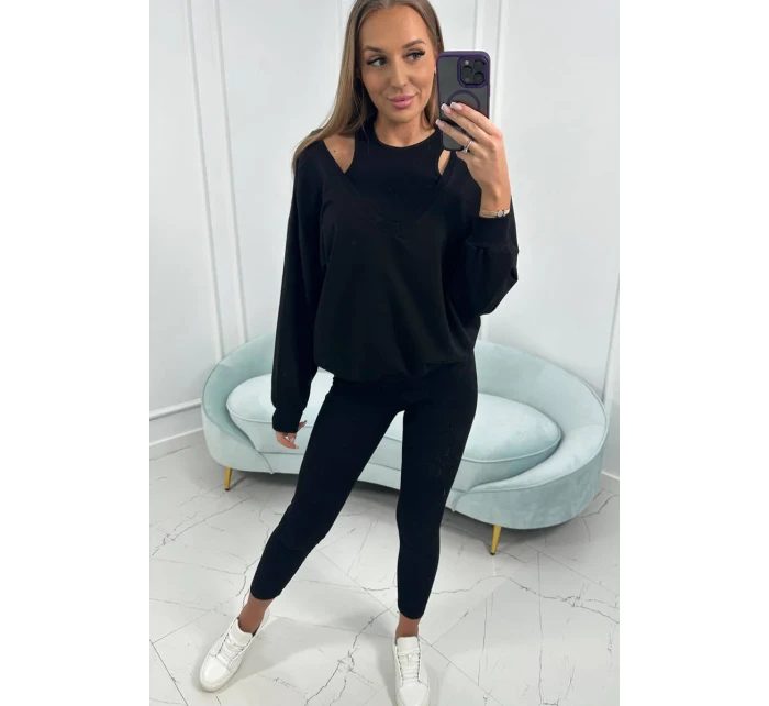 3-dílná sada mikina + top + legíny černá