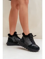 Kožené Sneakersy Kotníkové Dámské S Kožíškem Na Platformě Big Star model 21680223 Černé - Big Star Shoes Kožené Sneakersy Kotníkové Dámské S Kožíškem Na Platformě Big Star model 21680223 Černé - Big Star Shoes