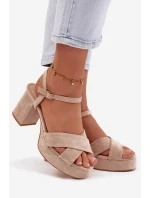 Dámské sandály na podpatku béžové Janelia