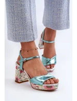Dámské květinové sandály na vysokém podpatku D&A modré Dámské květinové sandály na vysokém podpatku D&A modré