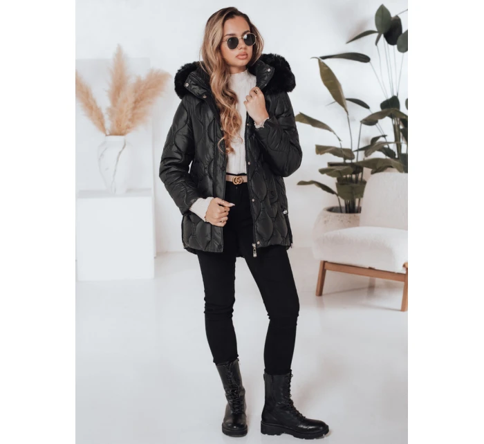 Dámská zimní bunda LUMORE prošívaná s kapucí černá FashionStreet TY5016 Dámská zimní bunda LUMORE prošívaná s kapucí černá FashionStreet TY5016