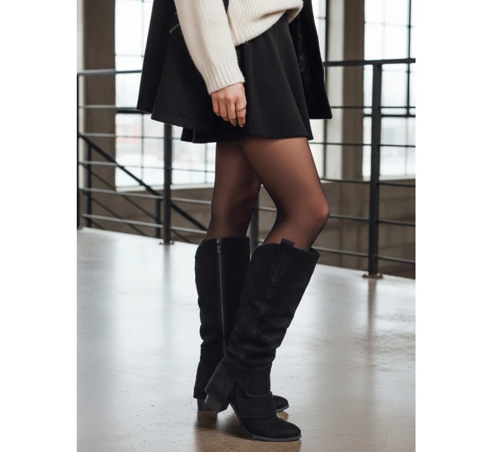 Dámské semišové černé boty FashionStreet ZY1316