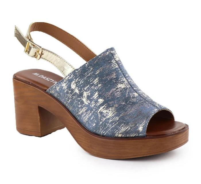 Dámské sandály na jehlovém podpatku denim gold M.Daszynski model 22051579 - M. Daszyński