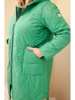 Dámská zimní prošívaná bunda Plus Size s kapucí světle zelená
