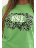 Dámská bavlněná halenka s ozdobným potiskem model 22014293 zelená - K-Fashion