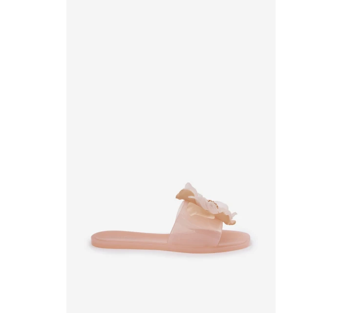 Průhledné Ploché Dámské Pantofle Se Syntetickým Květinou Nuda Vobetta Průhledné Ploché Dámské Pantofle Se Syntetickým Květinou Nuda Vobetta