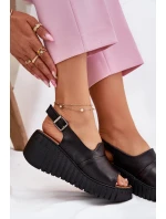 Dámské Sandály Z Přírodní Kůže Na Klínu Artiker Černé 54C0791