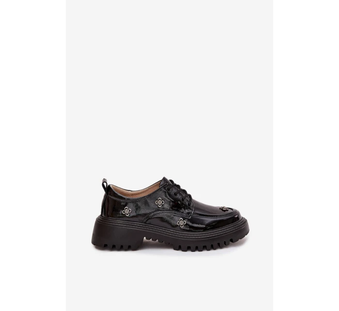 Lakované kožené dámské polobotky s přezkami model 21710370 Černé - Artiker