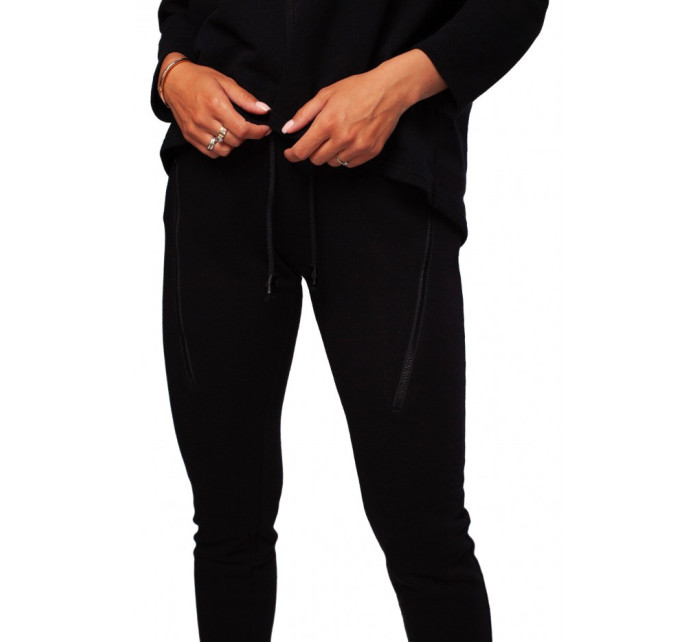 pletené kalhoty s ozdobnými zipy černé model 18004361 - BeWear