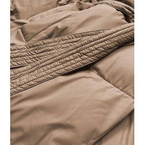 Béžová dámská zimní přeložená obálková bunda (5M737-84)
