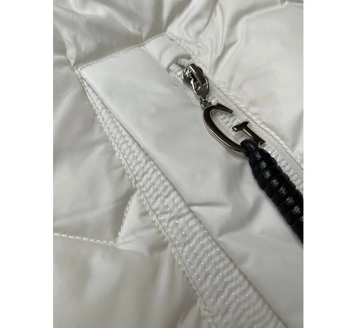 Dámská prošívaná bunda v barvě ecru s kapucí model 21248794 - Glakate