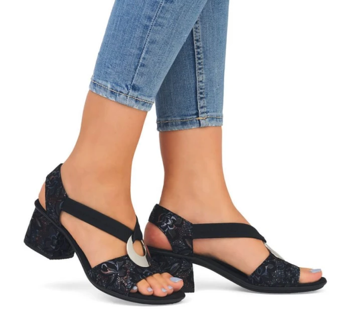 Pohodlné černé sandály Rieker W RKR679