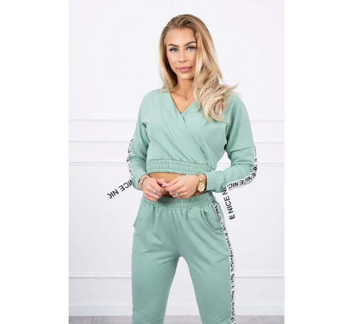 Sada s ozdobnými stuhami tmavě mátová