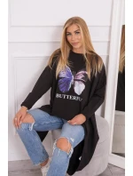 Oversize halenka s potiskem černá Oversize halenka s potiskem černá