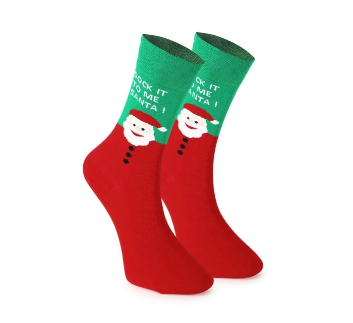 Unisex vánoční ponožky v krabičce – sada 2 párů se Santou a pruhy
