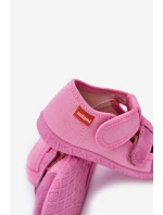 Pantofle Dětské Na Suchý Zip Růžové model 21682716 - Milami