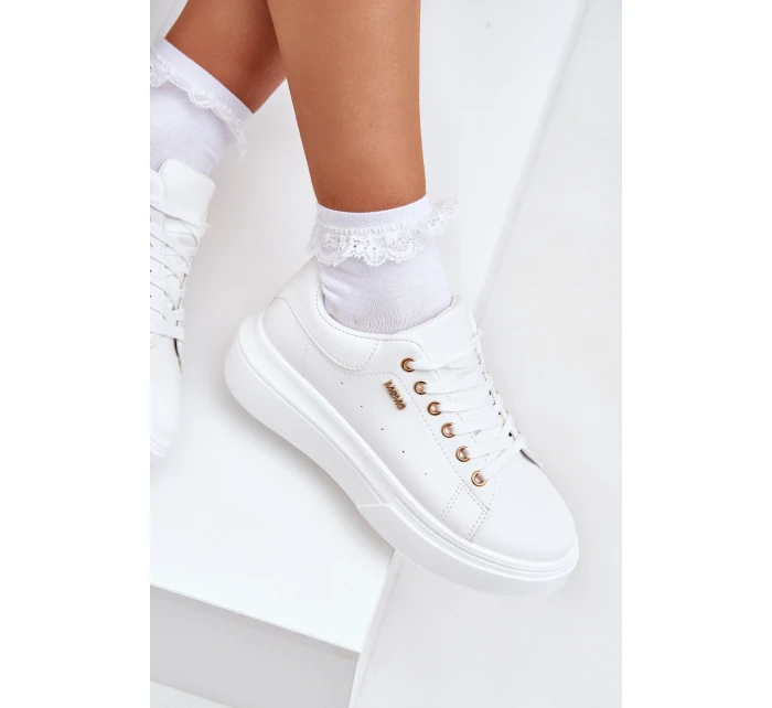 Dámské Tenisky Na Platformě Eko Kůže Bílé Lelandine