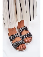 Dámské Pantofle S Přezkami A Leskem Černé S.Barski RB51-006