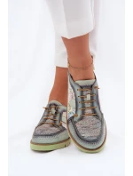 Kožené dámské polobotky s vzorem model 21692637 zelené - Maciejka Kožené dámské polobotky s vzorem model 21692637 zelené - Maciejka