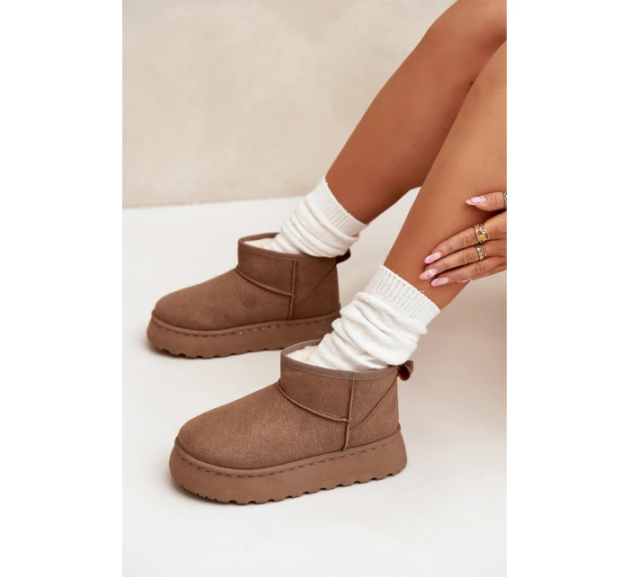 Dámské Sněhule Na Platformě Zateplené Kožíškem Khaki Vesirae Dámské Sněhule Na Platformě Zateplené Kožíškem Khaki Vesirae