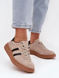 Semišové dámské tenisky na platformě béžové Elivienne