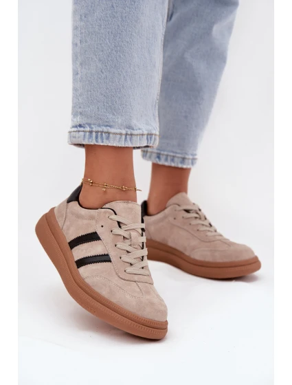 Semišové dámské tenisky na platformě béžové model 21708060 - EVENTO Semišové dámské tenisky na platformě béžové model 21708060 - EVENTO