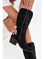 Kozačky Kovbojky Dámské Na Podpatku  Černé model 21708531 - VINCEZA