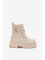 Dívčí kotníkové boty s s kožešinou LOVE béžové model 21724989 - Boto