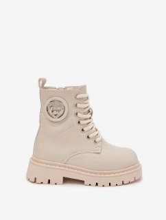 Dívčí kotníkové boty s s kožešinou LOVE béžové model 21724989 - Boto