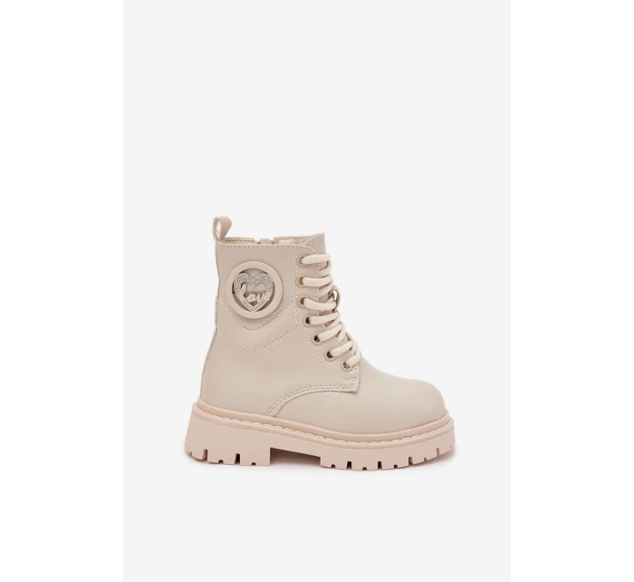 Dívčí kotníkové boty s s kožešinou LOVE béžové model 21724989 - Boto