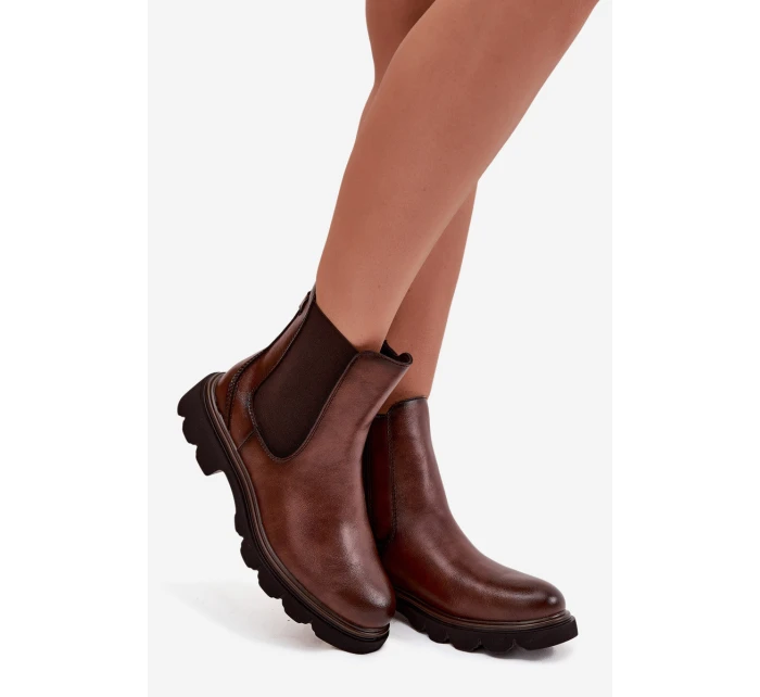 Dámské zimní kotníkové boty na zip hnědé Rivelia Dámské zimní kotníkové boty na zip hnědé Rivelia