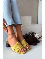 Dámské sandály na podpatku s Eko semišové Žluté model 21937782 - Boto