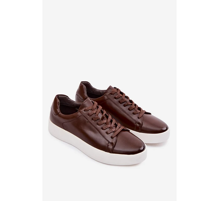 Pánské tenisky z eko kůže tmavě hnědé model 22095328 - EVENTO Pánské tenisky z eko kůže tmavě hnědé model 22095328 - EVENTO